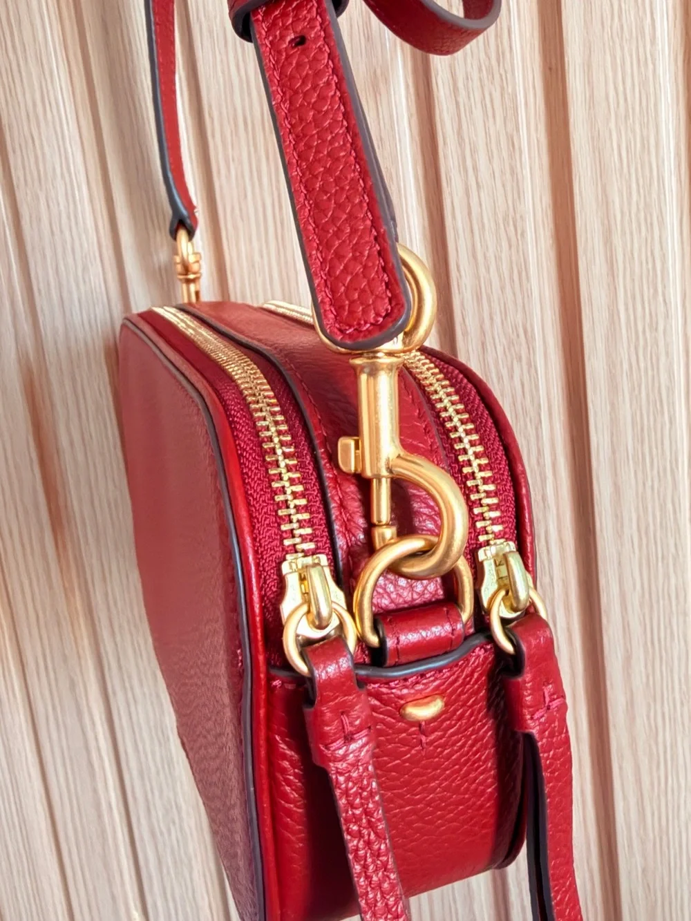 Tory Burch Red Pebbled Leather Mini Crossbody